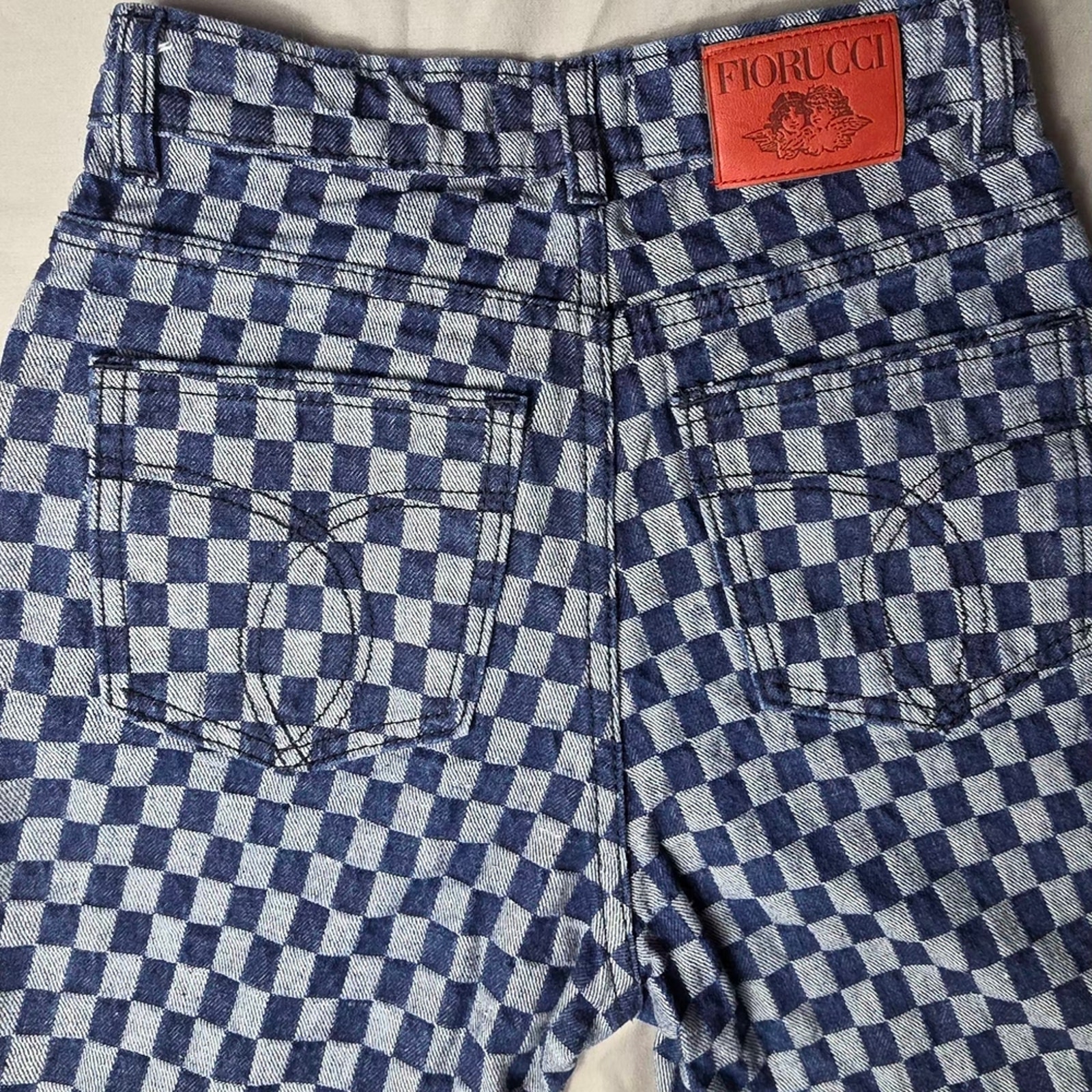 Vintage/Retro Fiorucci High Waisted Checkerboard Plaid Jeans Size 24 Rare — image 7 of 8